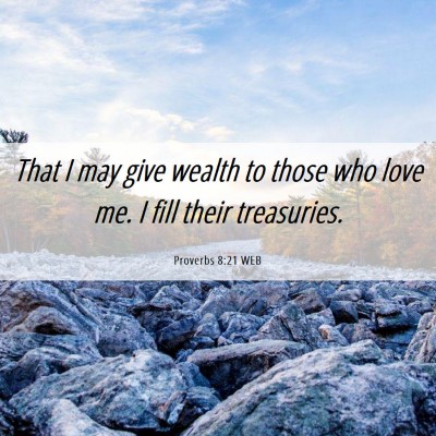 Picture 06 - Proverbs 8:21 WEB - That I may give wealth to those who love me. I - Bible Verse Picture