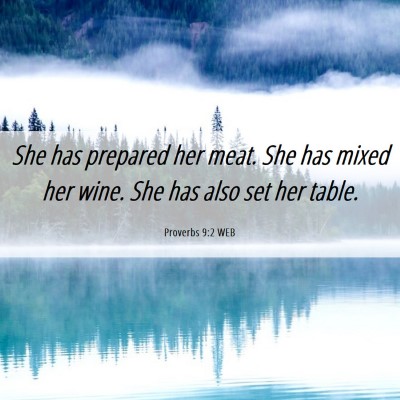 Picture 06 - Proverbs 9:2 WEB - She has prepared her meat. She has mixed her - Bible Verse Picture