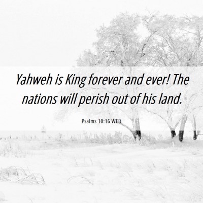 Picture 06 - Psalms 10:16 WEB - Yahweh is King forever and ever! The nations will - Bible Verse Picture