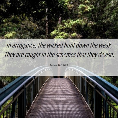 Picture 06 - Psalms 10:2 WEB - In arrogance, the wicked hunt down the weak; They - Bible Verse Picture