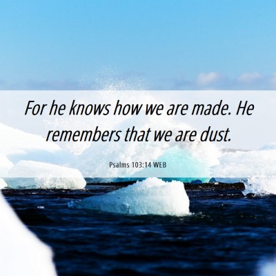Picture 06 - Psalms 103:14 WEB - For he knows how we are made. He remembers that - Bible Verse Picture