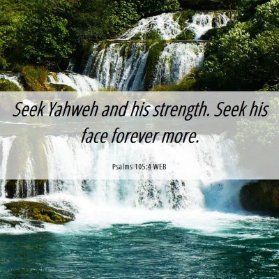 Picture 06 - Psalms 105:4 WEB - Seek Yahweh and his strength. Seek his face - Bible Verse Picture