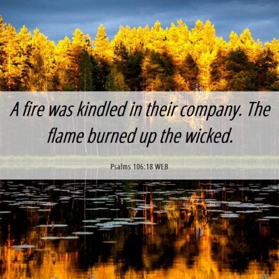 Picture 06 - Psalms 106:18 WEB - A fire was kindled in their company. The flame - Bible Verse Picture
