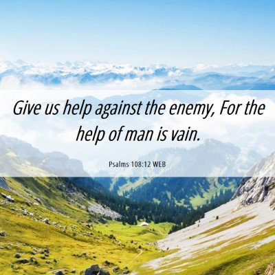 Picture 06 - Psalms 108:12 WEB - Give us help against the enemy, For the help of - Bible Verse Picture