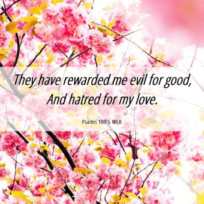 Picture 06 - Psalms 109:5 WEB - They have rewarded me evil for good, And hatred - Bible Verse Picture