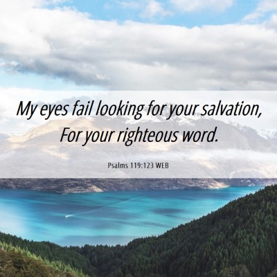 Picture 06 - Psalms 119:123 WEB - My eyes fail looking for your salvation, For your - Bible Verse Picture