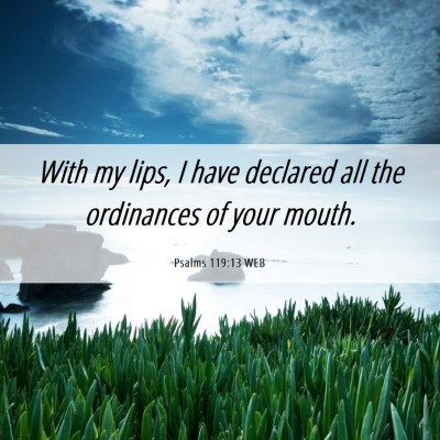 Picture 06 - Psalms 119:13 WEB - With my lips, I have declared all the ordinances - Bible Verse Picture
