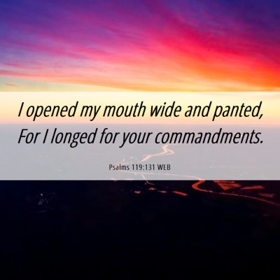 Picture 06 - Psalms 119:131 WEB - I opened my mouth wide and panted, For I longed - Bible Verse Picture