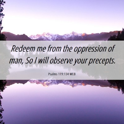Picture 06 - Psalms 119:134 WEB - Redeem me from the oppression of man, So I will - Bible Verse Picture