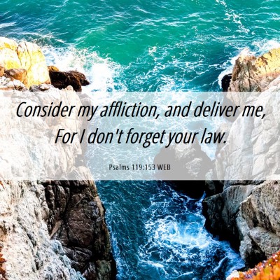 Picture 06 - Psalms 119:153 WEB - Consider my affliction, and deliver me, For I - Bible Verse Picture