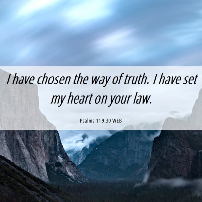 Picture 06 - Psalms 119:30 WEB - I have chosen the way of truth. I have set my - Bible Verse Picture