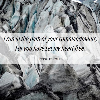 Picture 06 - Psalms 119:32 WEB - I run in the path of your commandments, For you - Bible Verse Picture