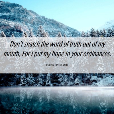 Picture 06 - Psalms 119:43 WEB - Don't snatch the word of truth out of my mouth, - Bible Verse Picture