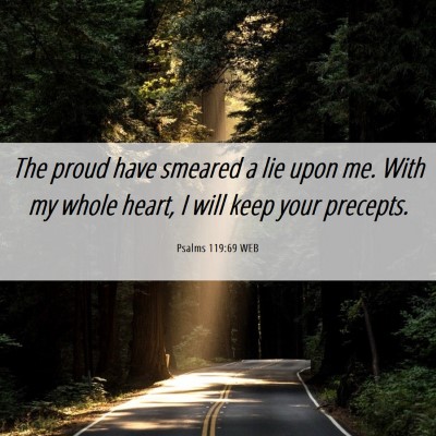 Picture 06 - Psalms 119:69 WEB - The proud have smeared a lie upon me. With my - Bible Verse Picture