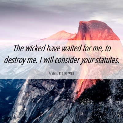 Picture 06 - Psalms 119:95 WEB - The wicked have waited for me, to destroy me. I - Bible Verse Picture