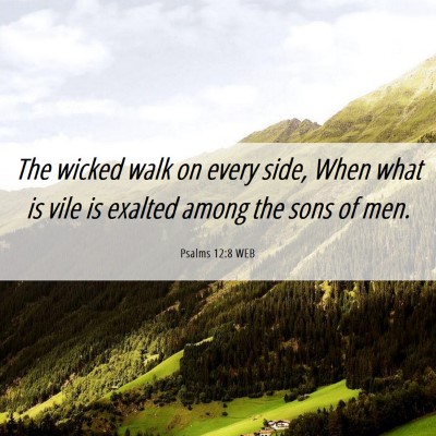 Picture 06 - Psalms 12:8 WEB - The wicked walk on every side, When what is vile - Bible Verse Picture
