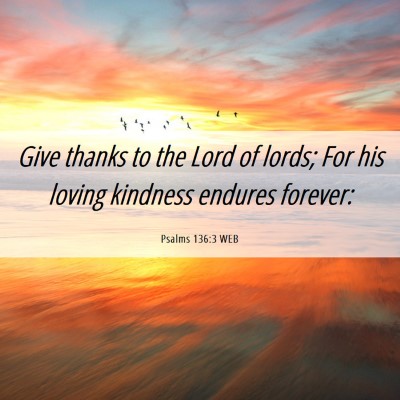Picture 06 - Psalms 136:3 WEB - Give thanks to the Lord of lords; For his loving - Bible Verse Picture