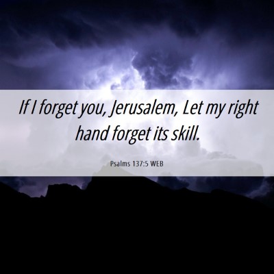 Picture 06 - Psalms 137:5 WEB - If I forget you, Jerusalem, Let my right hand - Bible Verse Picture