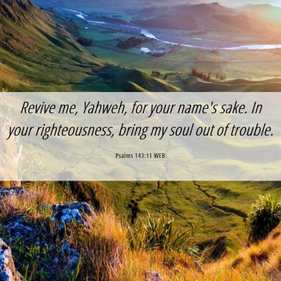 Picture 06 - Psalms 143:11 WEB - Revive me, Yahweh, for your name's sake. In your - Bible Verse Picture