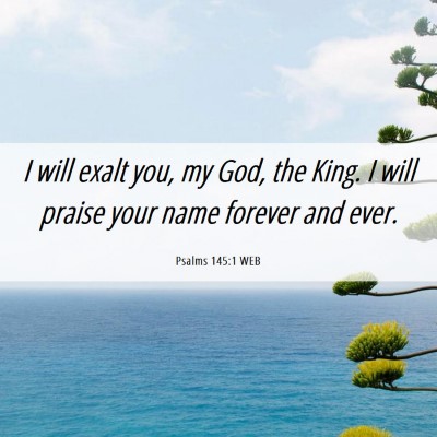Picture 06 - Psalms 145:1 WEB - I will exalt you, my God, the King. I will praise - Bible Verse Picture