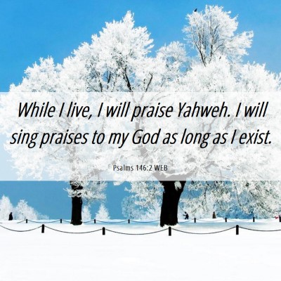 Picture 06 - Psalms 146:2 WEB - While I live, I will praise Yahweh. I will sing - Bible Verse Picture