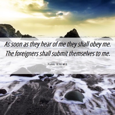 Picture 06 - Psalms 18:44 WEB - As soon as they hear of me they shall obey me. - Bible Verse Picture