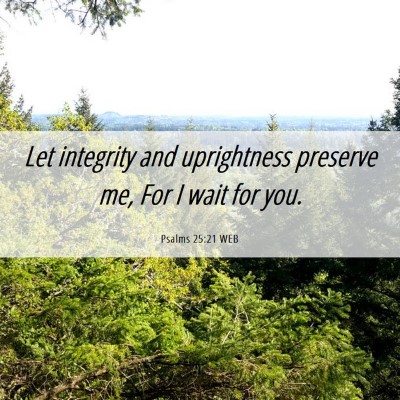 Picture 06 - Psalms 25:21 WEB - Let integrity and uprightness preserve me, For I - Bible Verse Picture