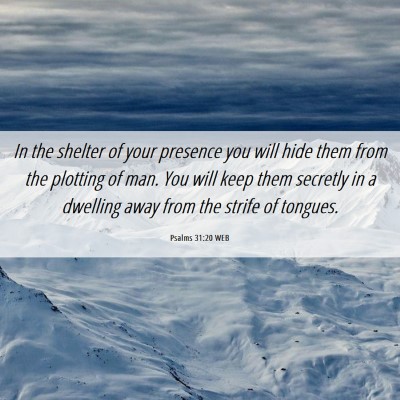 Picture 06 - Psalms 31:20 WEB - In the shelter of your presence you will hide - Bible Verse Picture