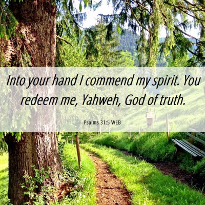 Picture 06 - Psalms 31:5 WEB - Into your hand I commend my spirit. You redeem - Bible Verse Picture