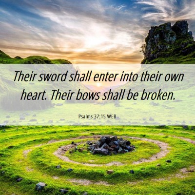 Picture 06 - Psalms 37:15 WEB - Their sword shall enter into their own heart. - Bible Verse Picture
