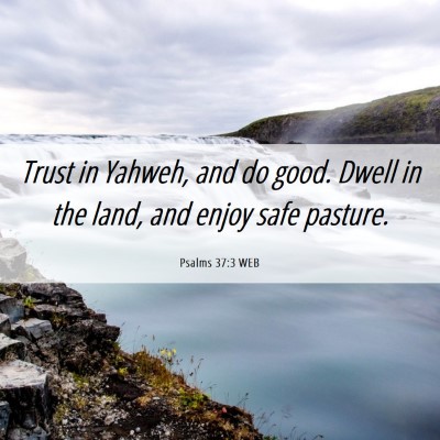 Picture 06 - Psalms 37:3 WEB - Trust in Yahweh, and do good. Dwell in the land, - Bible Verse Picture