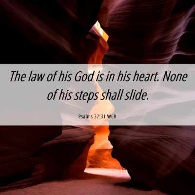 Picture 06 - Psalms 37:31 WEB - The law of his God is in his heart. None of his - Bible Verse Picture