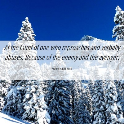 Picture 06 - Psalms 44:16 WEB - At the taunt of one who reproaches and verbally - Bible Verse Picture