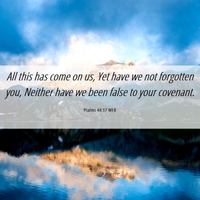 Picture 06 - Psalms 44:17 WEB - All this has come on us, Yet have we not - Bible Verse Picture
