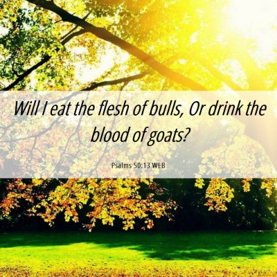 Picture 06 - Psalms 50:13 WEB - Will I eat the flesh of bulls, Or drink the blood - Bible Verse Picture
