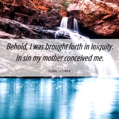 Picture 06 - Psalms 51:5 WEB - Behold, I was brought forth in iniquity. In sin - Bible Verse Picture