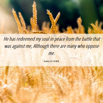 Picture 06 - Psalms 55:18 WEB - He has redeemed my soul in peace from the battle - Bible Verse Picture