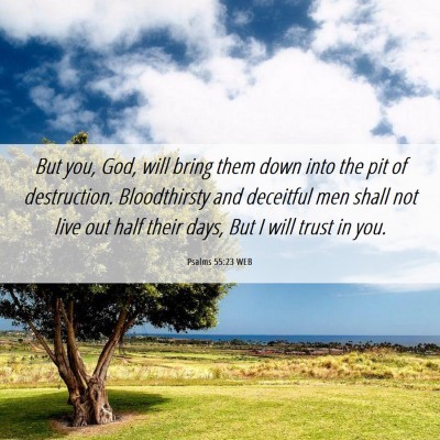 Picture 06 - Psalms 55:23 WEB - But you, God, will bring them down into the pit - Bible Verse Picture