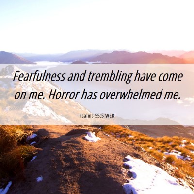 Picture 06 - Psalms 55:5 WEB - Fearfulness and trembling have come on me. Horror - Bible Verse Picture