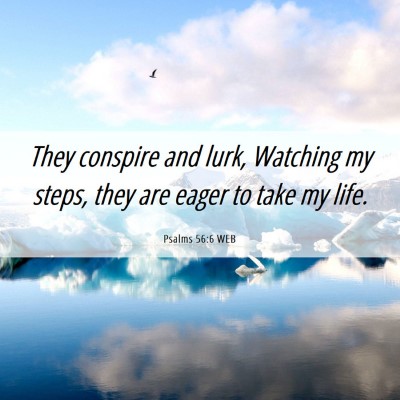 Picture 06 - Psalms 56:6 WEB - They conspire and lurk, Watching my steps, they - Bible Verse Picture