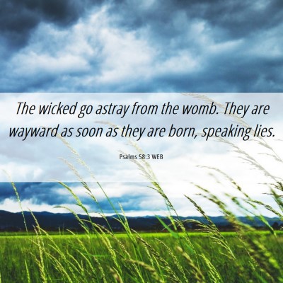 Picture 06 - Psalms 58:3 WEB - The wicked go astray from the womb. They are - Bible Verse Picture