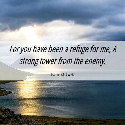 Picture 06 - Psalms 61:3 WEB - For you have been a refuge for me, A strong tower - Bible Verse Picture
