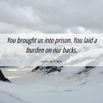 Picture 06 - Psalms 66:11 WEB - You brought us into prison. You laid a burden on - Bible Verse Picture