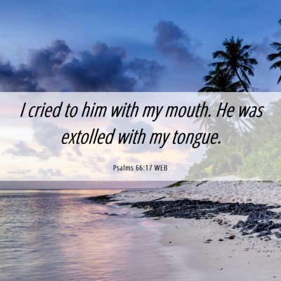 Picture 06 - Psalms 66:17 WEB - I cried to him with my mouth. He was extolled - Bible Verse Picture