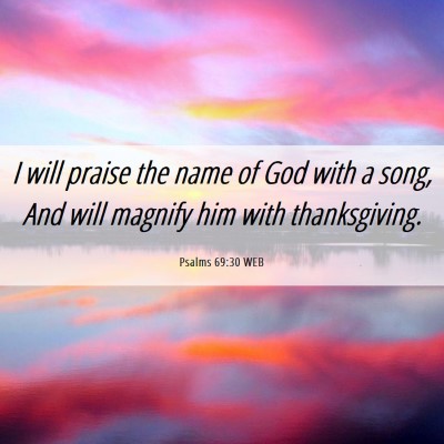 Picture 06 - Psalms 69:30 WEB - I will praise the name of God with a song, And - Bible Verse Picture