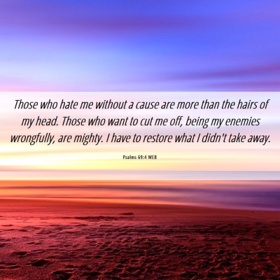 Picture 06 - Psalms 69:4 WEB - Those who hate me without a cause are more than - Bible Verse Picture