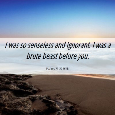 Picture 06 - Psalms 73:22 WEB - I was so senseless and ignorant. I was a brute - Bible Verse Picture