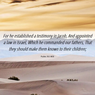 Picture 06 - Psalms 78:5 WEB - For he established a testimony in Jacob, And - Bible Verse Picture
