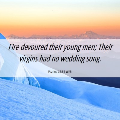 Picture 06 - Psalms 78:63 WEB - Fire devoured their young men; Their virgins had - Bible Verse Picture