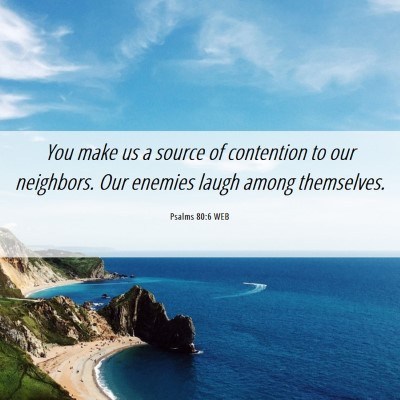 Picture 06 - Psalms 80:6 WEB - You make us a source of contention to our - Bible Verse Picture